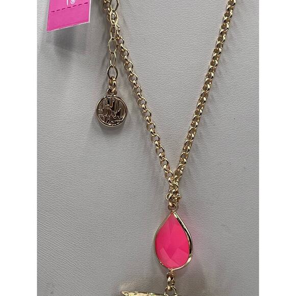 Lilly Pulitzer Jungle Rain Long Necklace (Cockatoo Pink) Tassels New with Pouch - Picture 6 of 11